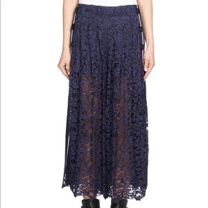 Sacai Pleated Lace Front Culottes (Navy)
